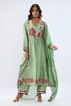 Buy_Label Niti Bothra_Green Tencel, Silk Organza Beads, Sequins, Embroidery, Floral Pattern Kurta Set _at_Aza_Fashions