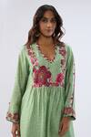 Label Niti Bothra_Green Tencel, Silk Organza Beads, Sequins, Embroidery, Floral Pattern Kurta Set _at_Aza_Fashions