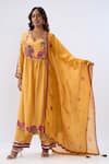Shop_Label Niti Bothra_Yellow Tencel, Silk Organza Beads, Sequins, Embroidery Floral Pattern Kurta Set _Online_at_Aza_Fashions