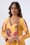 Buy_Label Niti Bothra_Yellow Tencel, Silk Organza Beads, Sequins, Embroidery Floral Pattern Kurta Set 