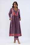 Label Niti Bothra_Purple Tencel, Silk Organza Beads, Sequins, Embroidery Floral Pattern Kurta Set _Online_at_Aza_Fashions
