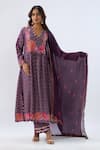 Label Niti Bothra_Purple Tencel, Silk Organza Beads, Sequins, Embroidery Floral Pattern Kurta Set _at_Aza_Fashions