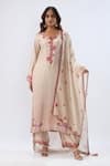 Buy_Label Niti Bothra_Ivory Tencel, Silk Organza Beads, Sequins, Embroidery, Floral Pattern Kurta Set _at_Aza_Fashions