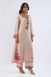 Label Niti Bothra_Ivory Tencel, Silk Organza Beads, Sequins, Embroidery, Floral Pattern Kurta Set _Online_at_Aza_Fashions