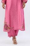 Label Niti Bothra_Pink Tencel, Silk Organza Embroidery, Beads, Sequins Polka Dot Print Kurta Set _Online_at_Aza_Fashions