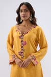 Buy_Label Niti Bothra_Yellow Tencel, Silk Organza Embroidery, Beads, Sequins Blossom Pattern Kurta Set 