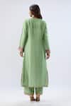 Shop_Label Niti Bothra_Green Tencel, , Organza Embroidery, Beads, Floral Pattern Kurta Set _at_Aza_Fashions