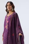 Buy_Label Niti Bothra_Purple Tencel, Silk Organza Embroidery, Beads, Sequins Blossom Pattern Kurta Set _Online_at_Aza_Fashions