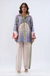 Buy_Label Niti Bothra_Blue Tencel, Silk Beads, Sequins, Embroidery Stripe Pattern Tunic With Pant _Online_at_Aza_Fashions
