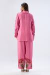 Shop_Label Niti Bothra_Pink Tencel, Silk Beads, Sequins, Embroidery Polka Dot Print Shirt With Pant _at_Aza_Fashions