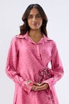 Buy_Label Niti Bothra_Pink Tencel, Silk Beads, Sequins, Embroidery Polka Dot Print Shirt With Pant _Online_at_Aza_Fashions