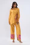 Label Niti Bothra_Yellow Tencel Beads, Sequins, Embroidery Polka Dot Print Shirt With Pant _Online_at_Aza_Fashions