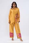 Buy_Label Niti Bothra_Yellow Tencel Beads, Sequins, Embroidery Polka Dot Print Shirt With Pant _at_Aza_Fashions