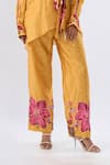 Buy_Label Niti Bothra_Yellow Tencel Beads, Sequins, Embroidery Polka Dot Print Shirt With Pant 