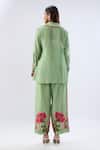 Shop_Label Niti Bothra_Green Tencel, Silk Beads, Sequins, Embroidery Floral Pattern Shirt With Pant _at_Aza_Fashions