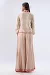 Shop_Label Niti Bothra_Beige Tencel, Silk Beads, Sequins, Embroidery Floral Pattern Shirt With Sharara _at_Aza_Fashions
