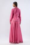 Shop_Label Niti Bothra_Pink Silk, Tencel Beads, Sequins, Embroidery Floral Pattern Shirt With Sharara _at_Aza_Fashions