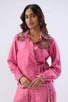 Buy_Label Niti Bothra_Pink Silk, Tencel Beads, Sequins, Embroidery Floral Pattern Shirt With Sharara _Online_at_Aza_Fashions