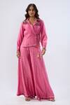 Buy_Label Niti Bothra_Pink Silk, Tencel Beads, Sequins, Embroidery Floral Pattern Shirt With Sharara _at_Aza_Fashions