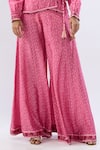 Label Niti Bothra_Pink Silk, Tencel Beads, Sequins, Embroidery Floral Pattern Shirt With Sharara _at_Aza_Fashions