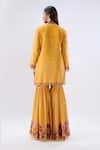 Shop_Label Niti Bothra_Yellow Chanderi , Organza Beads, Floral Pattern Kurta Sharara Set _at_Aza_Fashions