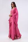 Label Niti Bothra_Pink Chanderi , Organza Beads, Floral Pattern Kurta Sharara Set _Online_at_Aza_Fashions