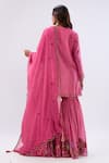 Shop_Label Niti Bothra_Pink Chanderi , Organza Beads, Floral Pattern Kurta Sharara Set _at_Aza_Fashions