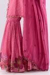 Buy_Label Niti Bothra_Pink Chanderi , Organza Beads, Floral Pattern Kurta Sharara Set 