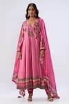 Buy_Label Niti Bothra_Pink , Tencel, Organza Beads, Sequins, Floral Pattern Kurta Set _at_Aza_Fashions