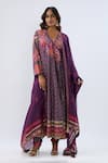 Buy_Label Niti Bothra_Purple , Tencel, Organza Beads, Sequins, Floral Pattern Kurta Set _at_Aza_Fashions