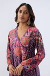 Label Niti Bothra_Purple , Tencel, Organza Beads, Sequins, Floral Pattern Kurta Set _at_Aza_Fashions