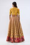 Shop_Label Niti Bothra_Yellow Chanderi , , Chanderi, Organza Stripe Pattern Lehenga Set _at_Aza_Fashions