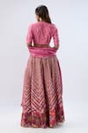 Shop_Label Niti Bothra_Pink , Chanderi, Organza Beads, Sequins, Stripe Pattern Lehenga Set _at_Aza_Fashions