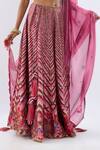 Buy_Label Niti Bothra_Pink , Chanderi, Organza Beads, Sequins, Stripe Pattern Lehenga Set 
