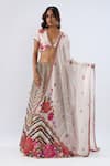 Buy_Label Niti Bothra_Ivory , Chanderi, Organza Beads, Sequins, Stripe Pattern Lehenga Set _Online_at_Aza_Fashions