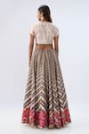 Shop_Label Niti Bothra_Ivory , Chanderi, Organza Beads, Sequins, Stripe Pattern Lehenga Set _at_Aza_Fashions