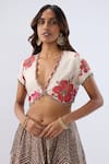 Shop_Label Niti Bothra_Ivory , Chanderi, Organza Beads, Sequins, Stripe Pattern Lehenga Set _Online_at_Aza_Fashions