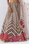 Label Niti Bothra_Ivory , Chanderi, Organza Beads, Sequins, Stripe Pattern Lehenga Set _at_Aza_Fashions