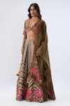Label Niti Bothra_Olive Green , , , Stripe Pattern Lehenga Set _Online_at_Aza_Fashions