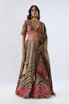 Buy_Label Niti Bothra_Olive Green , , , Stripe Pattern Lehenga Set _Online_at_Aza_Fashions