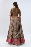 Shop_Label Niti Bothra_Olive Green , , , Stripe Pattern Lehenga Set _at_Aza_Fashions