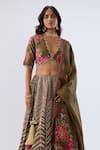 Shop_Label Niti Bothra_Olive Green , , , Stripe Pattern Lehenga Set _Online_at_Aza_Fashions