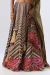 Label Niti Bothra_Olive Green , , , Stripe Pattern Lehenga Set _at_Aza_Fashions