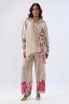 Buy_Label Niti Bothra_Ivory Tencel Beads, Sequins, Embroidery Collared Polka Dot Print Shirt With Pant _at_Aza_Fashions