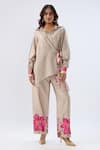 Buy_Label Niti Bothra_Ivory Tencel Beads, Sequins, Embroidery Collared Polka Dot Print Shirt With Pant _Online_at_Aza_Fashions