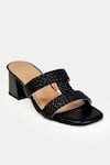 Shop_Heel Your Sole_Black Liona Woven Braided Upper Block Heels _Online_at_Aza_Fashions