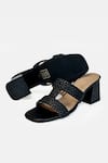 Heel Your Sole_Black Liona Woven Braided Upper Block Heels _at_Aza_Fashions