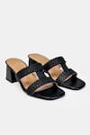 Shop_Heel Your Sole_Black Liona Woven Braided Upper Block Heels _at_Aza_Fashions