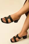 Buy_Heel Your Sole_Black Liona Woven Braided Upper Block Heels _at_Aza_Fashions