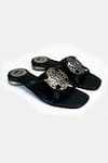 Shop_Heel Your Sole_Black Cut Work Kai Metallic Detail Sandals _at_Aza_Fashions